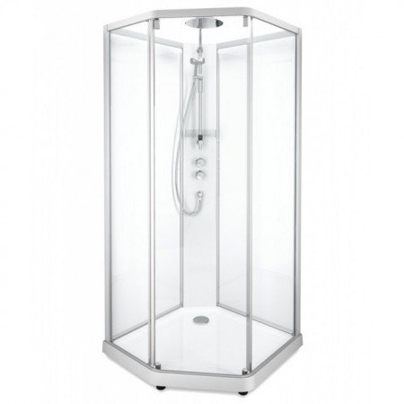 SHOWERAMA 10-5 Comfort душевая кабина пятиугольная 100*100см, профиль серебристый, прозрачное стекло/ матовое стекло