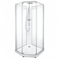SHOWERAMA 10-5 Comfort душевая кабина пятиугольная 90*90см, профиль серебристый, прозрачное стекло/матовое стекло SHOWERAMA 10-5 Comfort душевая кабина пятиугольная 90*90см, профиль серебристый, прозрачное стекло/матовое стекло