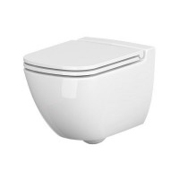 CET 741 Унитаз подвесной Cersanit CASPIA CLEAN ON с крышкой слим из дюропл. свободно падающая легкосъемная