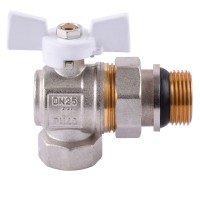 Кран кульовий кутовий з американкою PROFESSIONAL QP_004 PN40 1" антипротечка БІЛИЙ МЕТЕЛИК