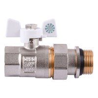 Кран кульовий прямої з американкою PROFESSIONAL QP_003 PN40 3/4" антипротечка БІЛИЙ МЕТЕЛИК Кран кульовий прямої з американкою PROFESSIONAL QP_003 PN40 3/4" антипротечка БІЛИЙ МЕТЕЛИК