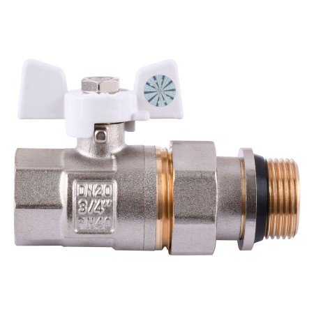 Кран кульовий прямої з американкою PROFESSIONAL QP_003 PN40 3/4" антипротечка БІЛИЙ МЕТЕЛИК Кран кульовий прямої з американкою PROFESSIONAL QP_003 PN40 3/4" антипротечка БІЛИЙ МЕТЕЛИК