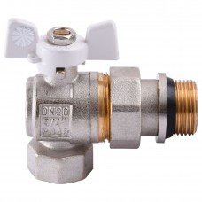 Кран кульовий кутовий з американкою PROFESSIONAL QP004 PN40 3/4" антипротечка БІЛИЙ МЕТЕЛИК