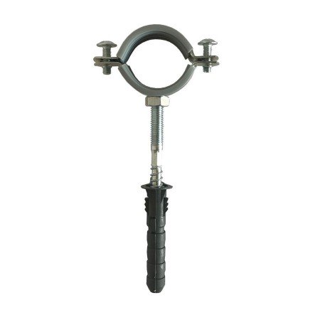 Хомут в сборе CR    3/4" (25-30мм) с винтом-шурупом 8*80 и дюбелем в уп., серый
