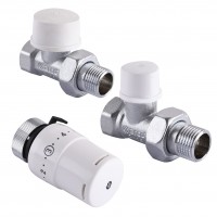 Набор Краны радиаторные прямые ARCO 1/2" подача + обратка + термоголовка KCT02 М30
