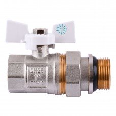 Кран шаровый прямой с американкой PROFESSIONAL QP_003 PN40 1" антипротечка БЕЛАЯ БАБОЧКА