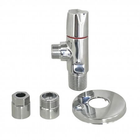 Кран полуоборотный угловой с цангой  1/2"x1/2 (3/8) универсальный 9081