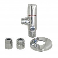 Кран полуоборотный угловой с цангой  1/2"x1/2 (3/8) универсальный 9081
