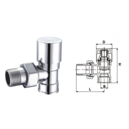 Кран вентильный угловой с американкой SOLOMON 3/4" CHROM 1844 п/ключ